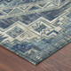 8' Navy Blue And Blue Round Southwestern Washable Indoor Outdoor Area Rug