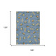 10' X 14' Blue And Olive Green Botanical Leaves Washable Indoor Outdoor Area Rug