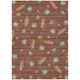 8' X 10' Red And Merlot Botanical Leaves Washable Indoor Outdoor Area Rug