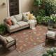 10' X 14' Red And Merlot Botanical Leaves Washable Indoor Outdoor Area Rug