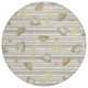 8' Ivory And Silver Round Botanical Leaves Washable Indoor Outdoor Area Rug