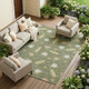 9' X 12' Olive Green And Green Botanical Leaves Washable Indoor Outdoor Area Rug