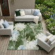 8' X 10' Green And Ivory Floral Washable Indoor Outdoor Area Rug