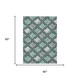 5' X 8' Aqua And Teal Blue Geometric Washable Indoor Outdoor Area Rug
