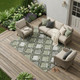 8' X 10' Sage And Green Geometric Washable Indoor Outdoor Area Rug