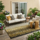 5' X 8' Gold And Walnut Geometric Washable Indoor Outdoor Area Rug