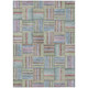 10' X 14' Green And Beige Geometric Washable Indoor Outdoor Area Rug