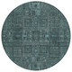 8' Teal Blue And Graphite Round Oriental Washable Indoor Outdoor Area Rug