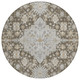 8' Brown And Silver Round Oriental Washable Indoor Outdoor Area Rug