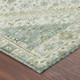 8' Ivory And Silver Round Oriental Washable Indoor Outdoor Area Rug