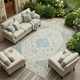 10' X 14' Ivory And Silver Oriental Washable Indoor Outdoor Area Rug