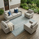 8' X 10' Aqua And Teal Blue Striped Washable Indoor Outdoor Area Rug