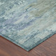 10' X 14' Teal Blue And Silver Abstract Washable Indoor Outdoor Area Rug