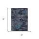 3' X 5' Teal Blue And Graphite Abstract Washable Indoor Outdoor Area Rug