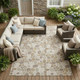 9' X 12' Ivory And Beige Geometric Washable Indoor Outdoor Area Rug
