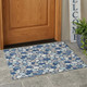 3' X 5' Navy Blue And Blue Geometric Washable Indoor Outdoor Area Rug