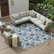 10' X 14' Navy Blue And Blue Geometric Washable Indoor Outdoor Area Rug