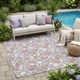 5' X 8' Plum And Purple Geometric Washable Indoor Outdoor Area Rug