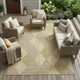 9' X 12' Gold And Beige Geometric Washable Indoor Outdoor Area Rug