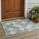 3' X 5' Teal Blue And Silver Geometric Washable Indoor Outdoor Area Rug