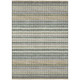 3' X 5' Green And Beige Striped Washable Indoor Outdoor Area Rug