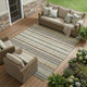 10' X 14' Coffee And Brown Striped Washable Indoor Outdoor Area Rug