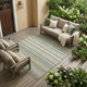 10' X 14' Khaki And Brown Striped Washable Indoor Outdoor Area Rug