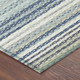 10' X 14' Blue And Ivory Striped Washable Indoor Outdoor Area Rug