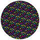 8' Black And Teal Blue Round Abstract Washable Indoor Outdoor Area Rug
