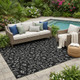 5' X 8' Black And White Geometric Washable Indoor Outdoor Area Rug