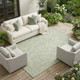 8' X 10' Green And Ivory Abstract Washable Indoor Outdoor Area Rug