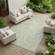 9' X 12' Green And Ivory Abstract Washable Indoor Outdoor Area Rug