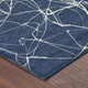 3' X 5' Navy Blue And Blue Abstract Washable Indoor Outdoor Area Rug