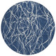 8' Navy Blue And Blue Round Abstract Washable Indoor Outdoor Area Rug