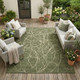 8' X 10' Olive Green And Green Abstract Washable Indoor Outdoor Area Rug