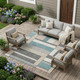 9' X 12' Gray And Graphite Geometric Washable Indoor Outdoor Area Rug