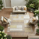 10' X 14' Ivory And Beige Geometric Washable Indoor Outdoor Area Rug