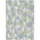 9' X 12' Mint Green And Green Geometric Washable Indoor Outdoor Area Rug