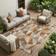 9' X 12' Orange And Brown Geometric Washable Indoor Outdoor Area Rug
