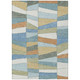 10' X 14' Blue And Ivory Geometric Washable Indoor Outdoor Area Rug