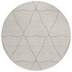 8' Ivory And Taupe Round Geometric Washable Indoor Outdoor Area Rug