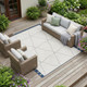 10' X 14' Navy Blue And Blue Geometric Washable Indoor Outdoor Area Rug