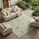 8' X 10' Green And Beige Oriental Washable Indoor Outdoor Area Rug
