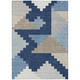 8' X 10' Navy Blue And Blue Geometric Washable Indoor Outdoor Area Rug