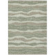 5' X 8' Green And Beige Striped Washable Indoor Outdoor Area Rug
