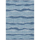 8' X 10' Denim Blue And Blue Striped Washable Indoor Outdoor Area Rug