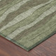5' X 8' Olive Green And Green Striped Washable Indoor Outdoor Area Rug