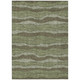 9' X 12' Olive Green And Green Striped Washable Indoor Outdoor Area Rug