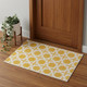 3' X 5' Yellow And White Geometric Hand Woven Area Rug