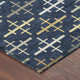 10' X 14' Navy Blue And Blue Geometric Washable Indoor Outdoor Area Rug